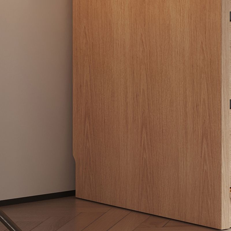 Contemporary Glass Sliding Doors Wardrobe Natural Wood Wardrobe with Drawers