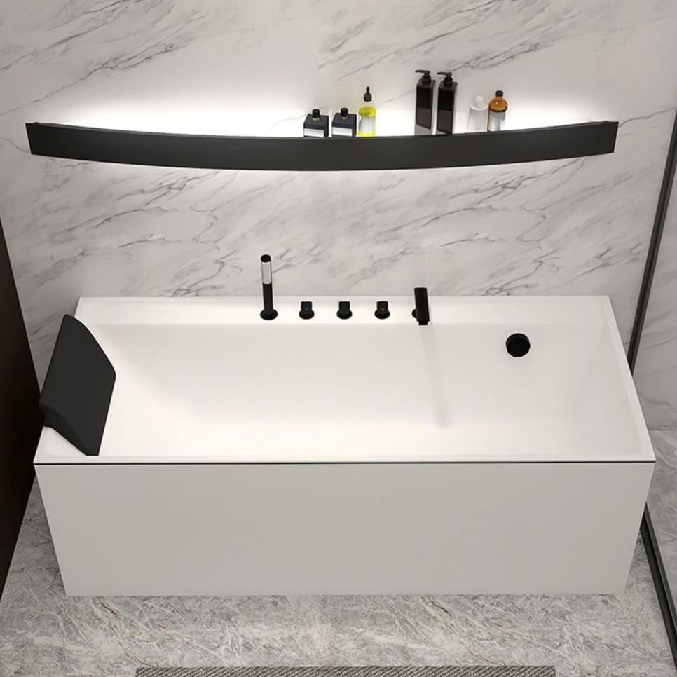 Modern Rectangular Bathtub Acrylic Soaking White Back to Wall Bathtub