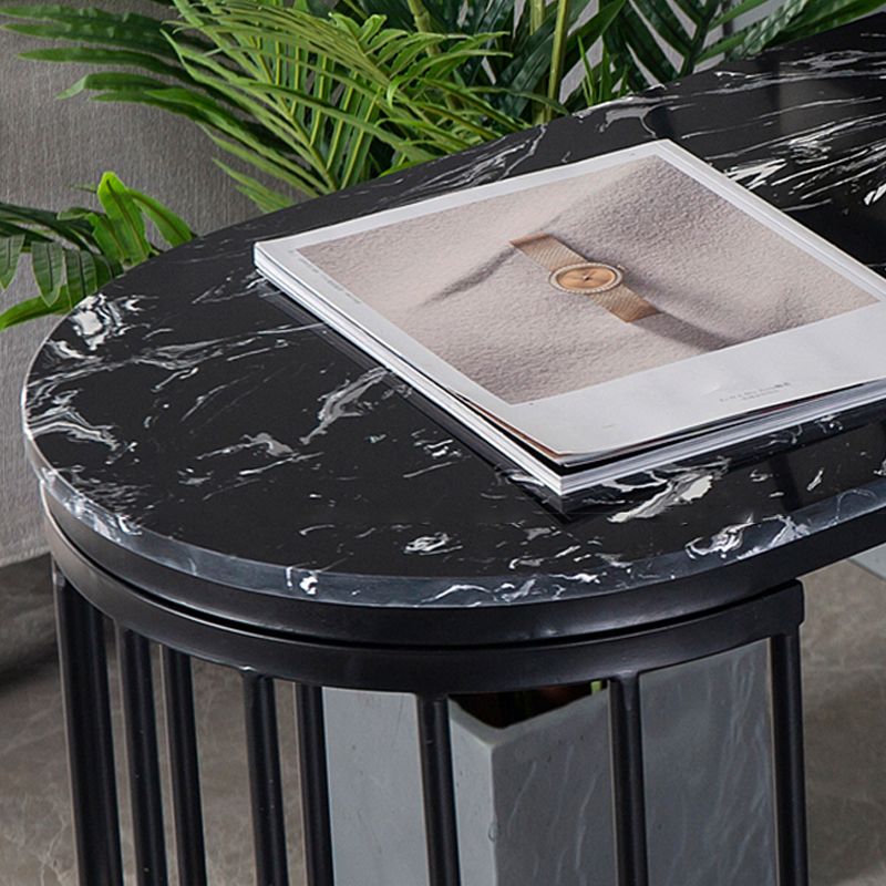 Glam Style Bar Dining Table Faux Marble Bar Stool Table with Storage