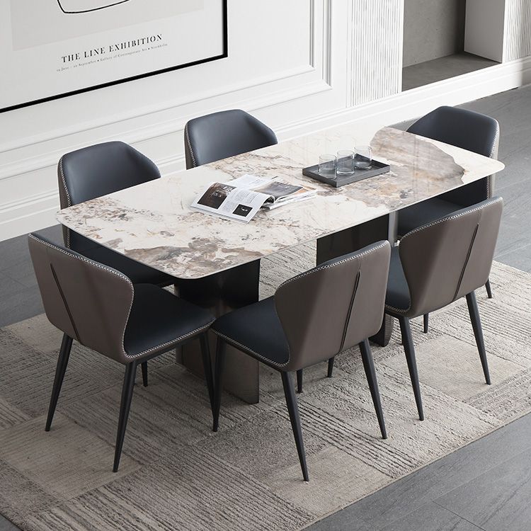Metal Traditional Luxury Table Rectangular Sintered Stone Table
