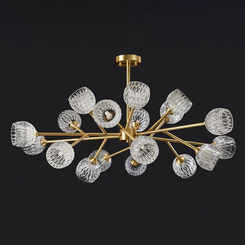 Alcance completo de la iluminación de cristal de cobre Candelera molecular de estilo moderno para sala de estar