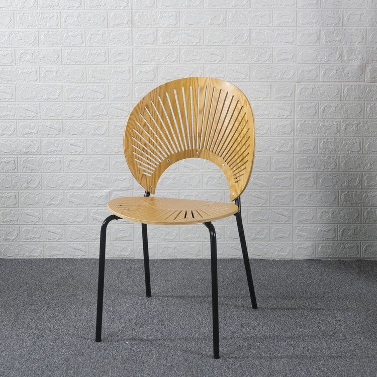 Ensemble de chaises de salle à manger de cuisine en bois de style moderne, chaises latérales à dossier ouvert
