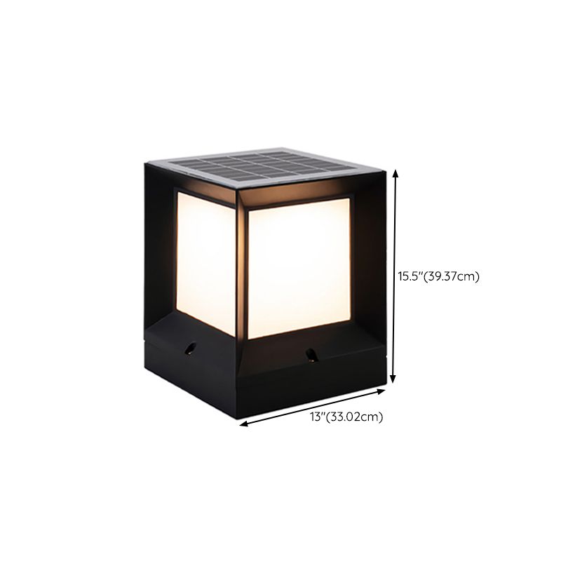 Patio Solar Energy Pillar Lamp Modern Square LED Outdoor Light