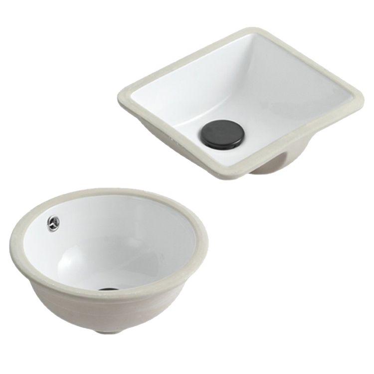 Traditional Undermount Bathroom Sink Round Porcelain Shut-Off Valve Included Basin Sink