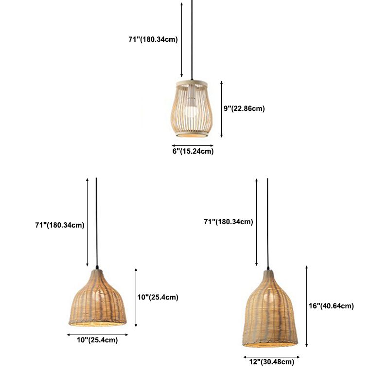 1 Light Modern Style Pendant Lamp Rattan Hanging Lamp Fixture for Living Room