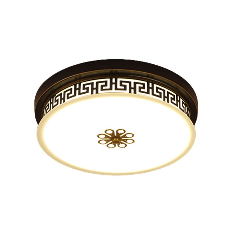 Modern Metal Ceiling Light Circle Shape LED Flush Mount with Glass Shade for Living Room