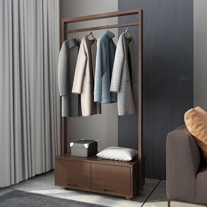 Bedroom Wooden Wardrobe Armoire Modern Movable Armoire with Drawers