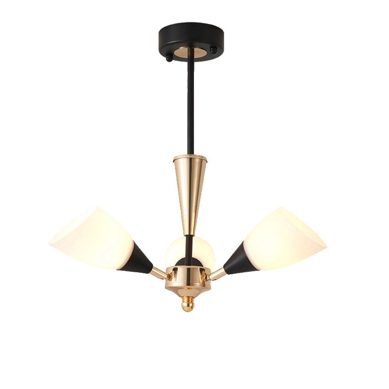 Oval Living Room Ceiling Chandelier Traditional White Glass 3/6/8 Lights Gold Hanging Fixture