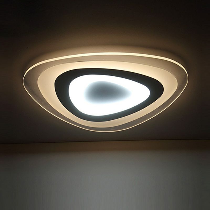 Simplicity Ultra-Thin Triangular LED Flush Mount Light Acrylic Living Room Flush Mount Ceiling Light in White