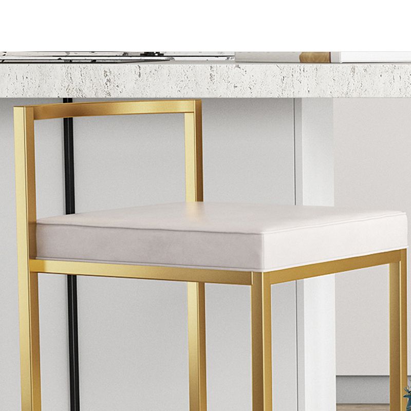 Glam Footrest Upholstered Bar Stool Matte Finish Home Low Back Stool