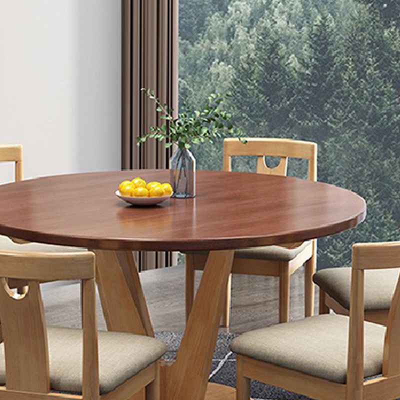 Modern Wood Round Dining Table Rubber Wood Base for Dining Room