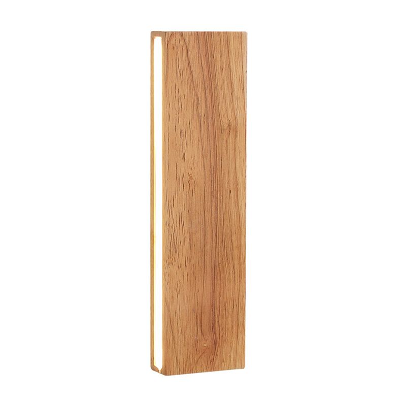 Contemporary Vanity Light Rectangle Wall Sconce with Wood for Bathroom