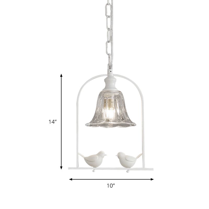 Mini pendentif clair blanc, plafond réglable avec décoration d'oiseaux style moderne