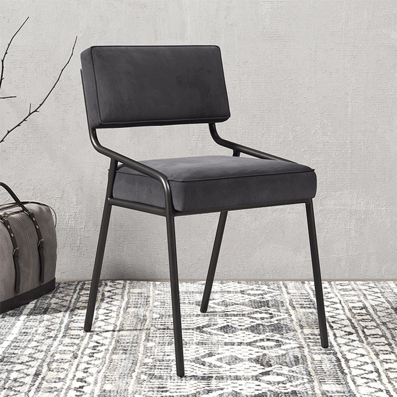Chaise d'appoint de maison scandinave, chaise de salle à manger à dossier ouvert en métal rembourrée