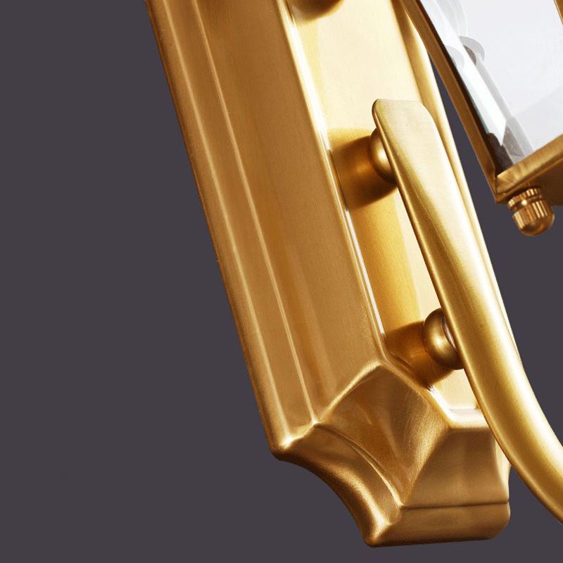 Luce murale in ottone SCONCE Stile vintage Apparecchio di illuminazione da parete ombreggiata in vetro