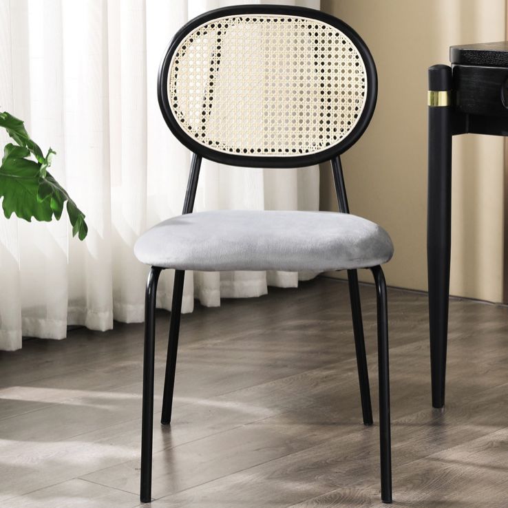 Contemporary Style Metal Chair Set Open Back Dining Room Kitchen Chairs