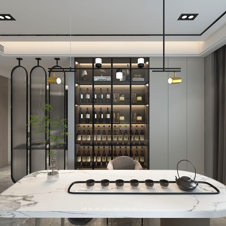 Luces colgantes de estilo contemporáneo de aluminio Fixtura de iluminación de isla lineal negra para comedor