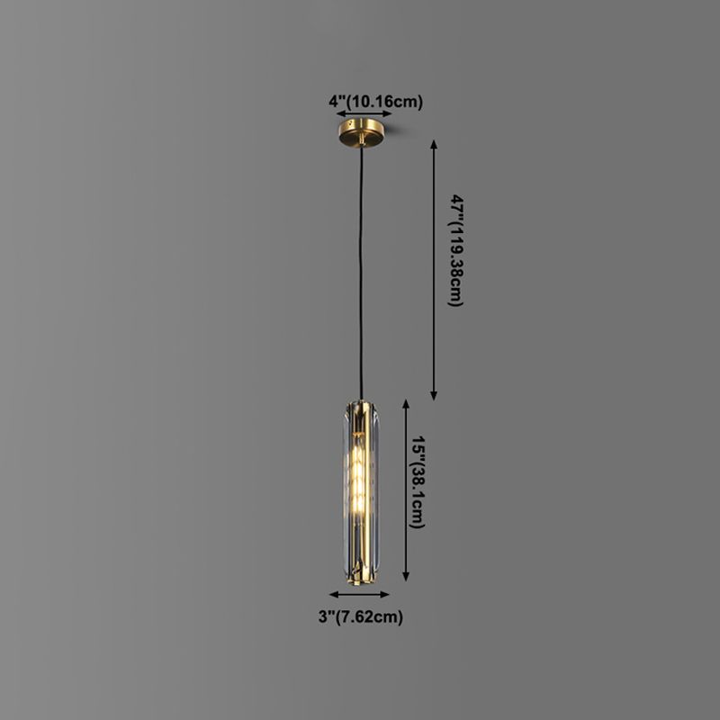 Lampada sospesa interna creativa moderna Copper cilindrico a sospensione con tonalità cristallina