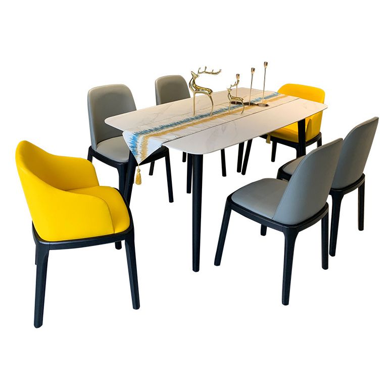 Mesa de comedor industrial rectangular mesa fija con piedra sinterizada