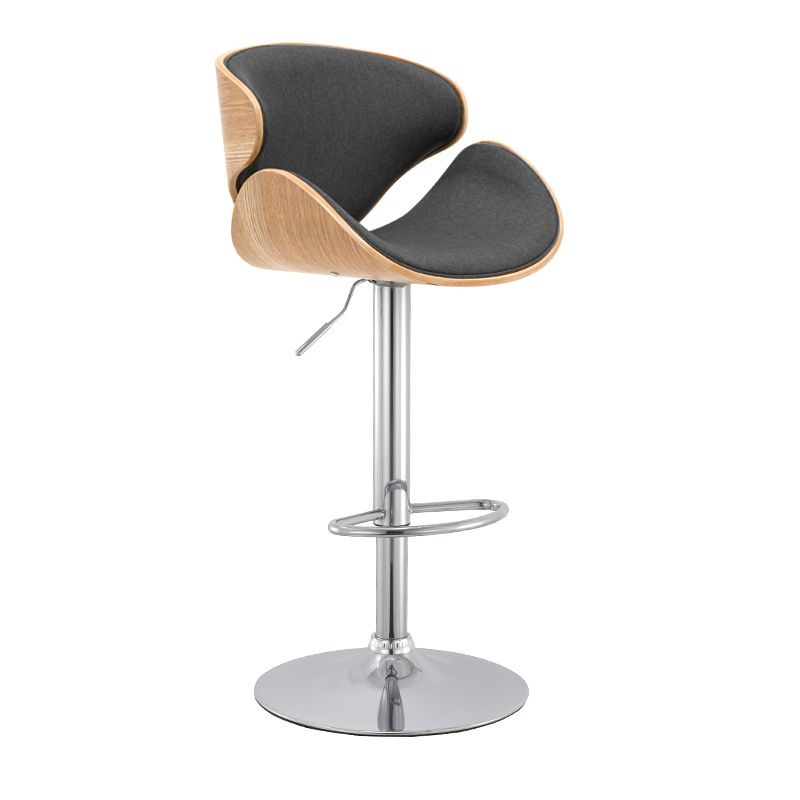 Wood Adjustable Bar & Counter Stool Armed Footrest Indoor Contemporary Bar Stool