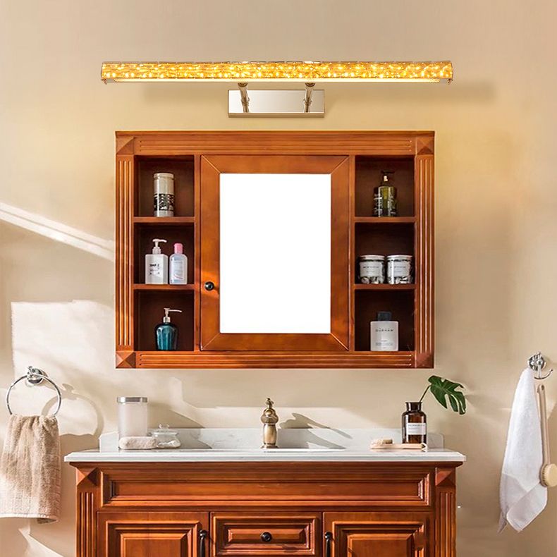 Modern Stainless Steel Vanity Mirror Light Bathroom Gold Vanity Sconce Light with Crystal