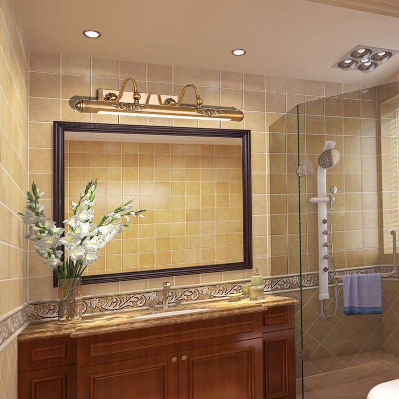 Gold LED Vanity Light Modern Simple Mirror Front Light with Acrylic Shade for Bathroom