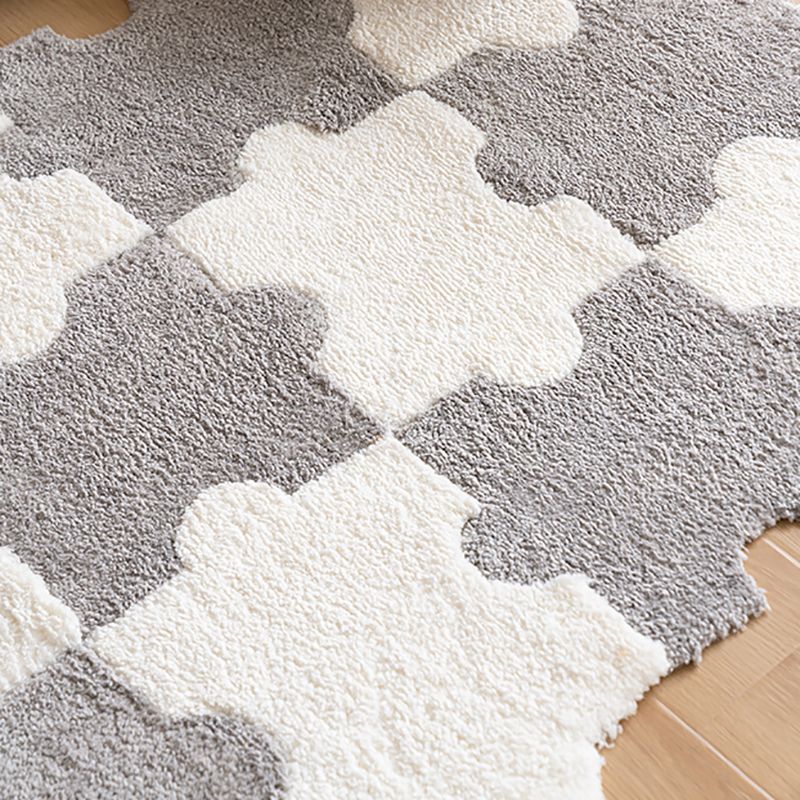 Modern Shag Carpet Tiles Puzzle Detail Color Block Indoor Carpet Tiles