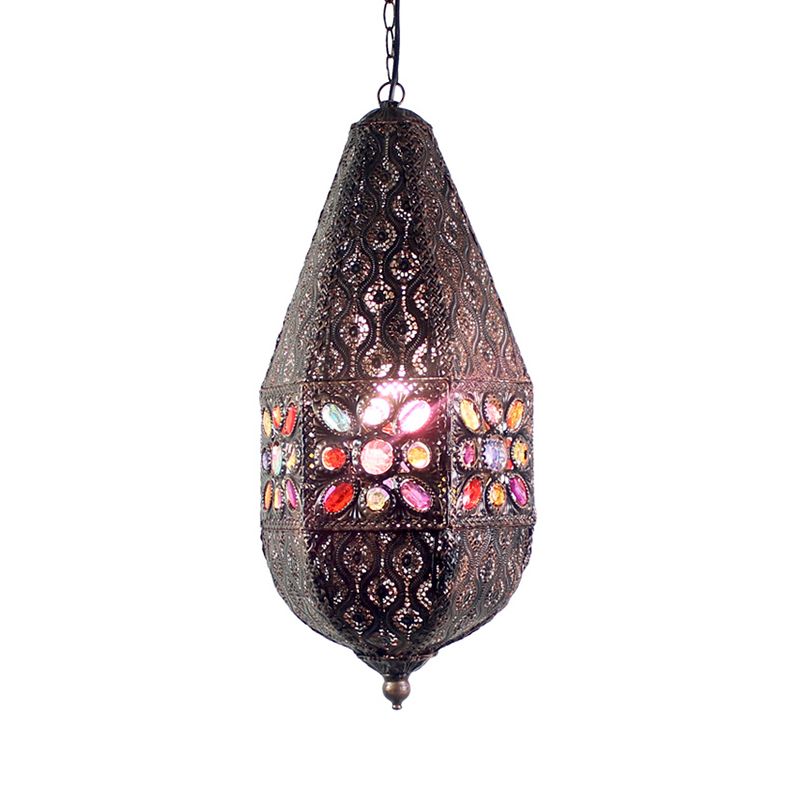 Luz de lágrima Luz Bohemia Metal 1 Lámpara de techo de luz Costilla en bronce/cobre antiguos para barra
