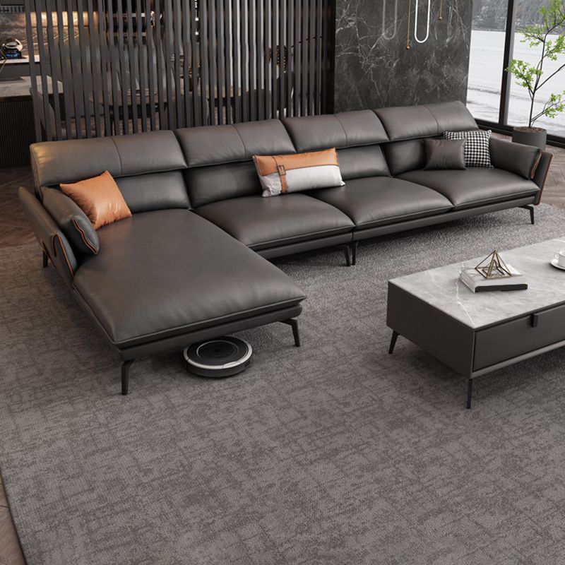 Stain Resistant Modernism Sofa & Chaise Flared Arm Sectional