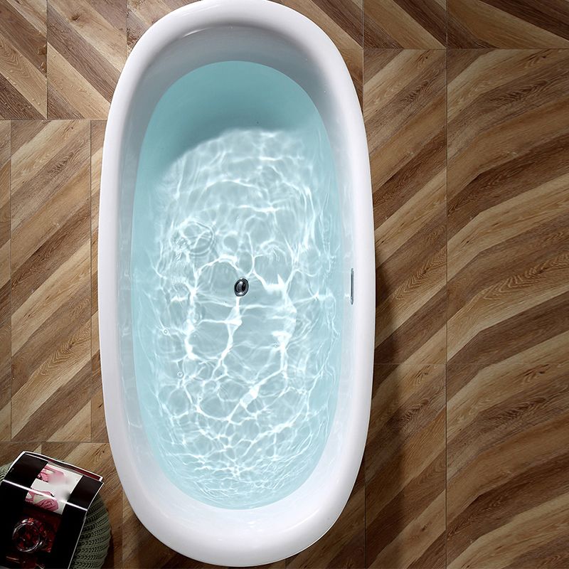Acrylic Bathtub White Freestanding Soaking Bathtub , 23.62-inch Tall
