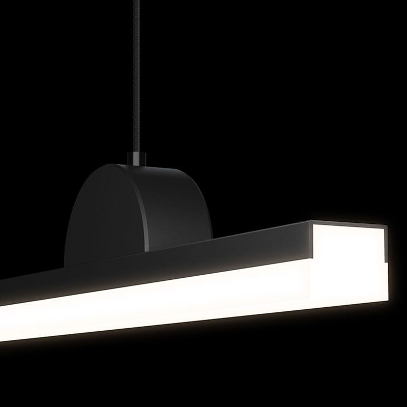 Black LED Island Hanging Lamp Modern Simple Island Lamp with Acrylic Shade for Dining Room