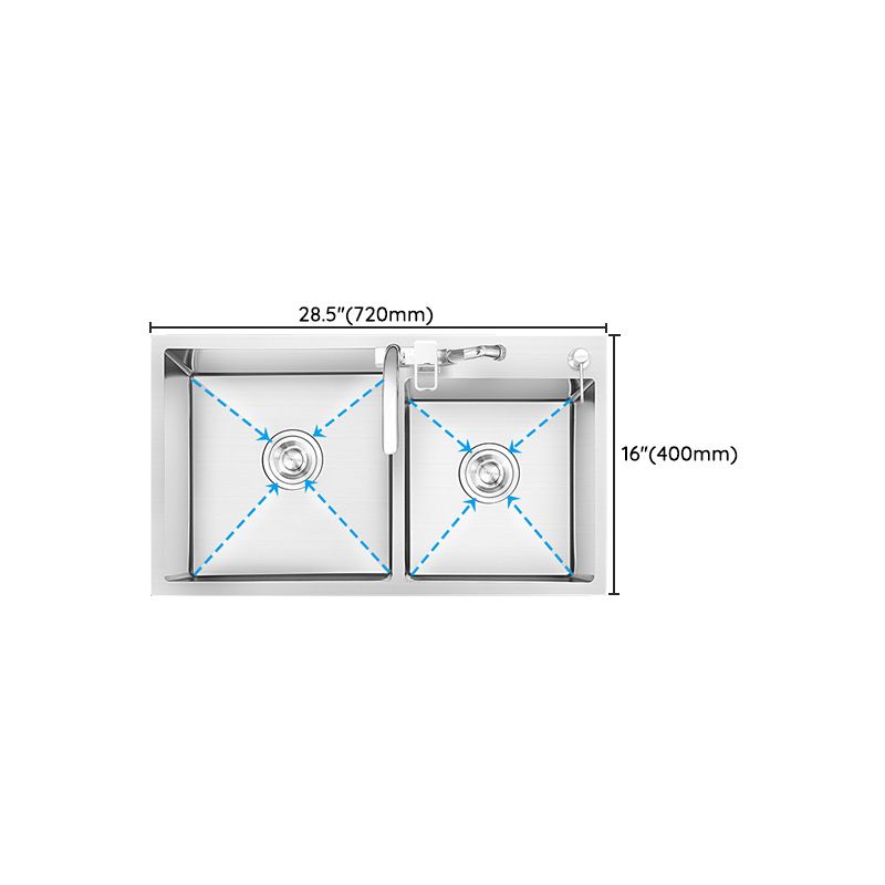 Dirt Resistant Kitchen Sink Soundproof Detail Kitchen Double Sink with Overflow Hole