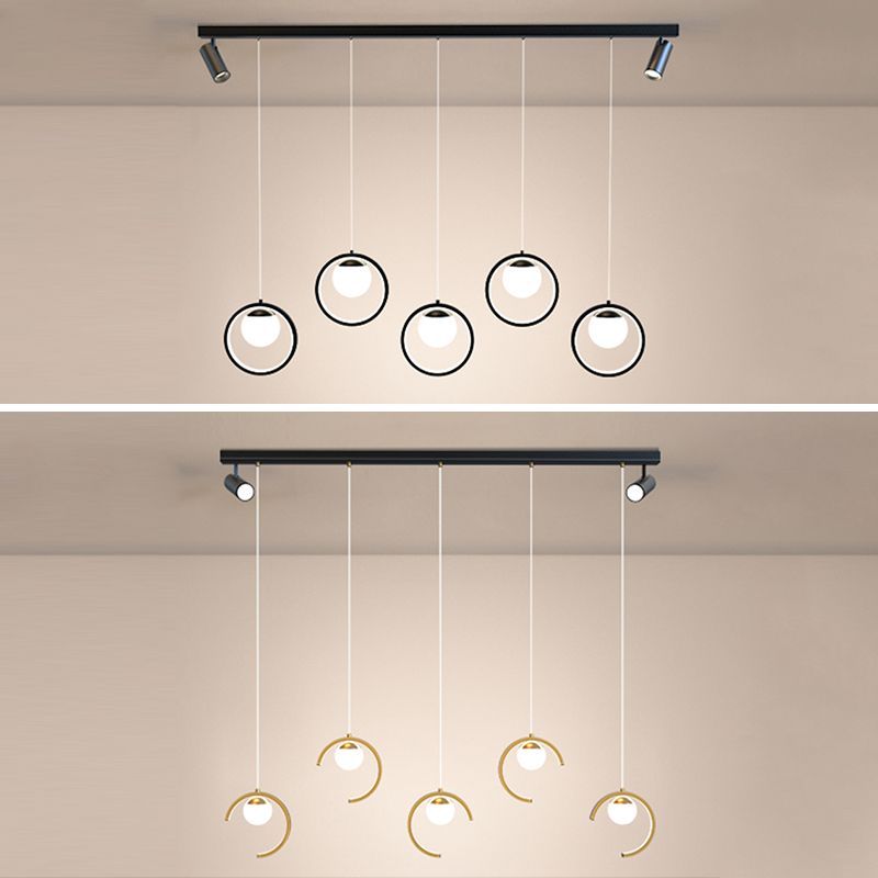 Accesorios de iluminación colgante de globo modernos araña de isla metálica