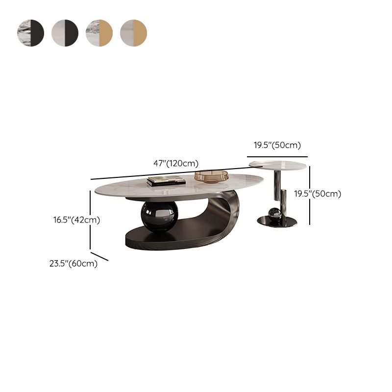 No Distressing Slate Coffee Table Pedestal Oval Single Coffee Table