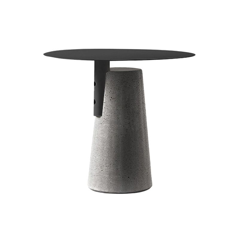 Contemporary Metal Round Side Table Concrete Pedestal End Table