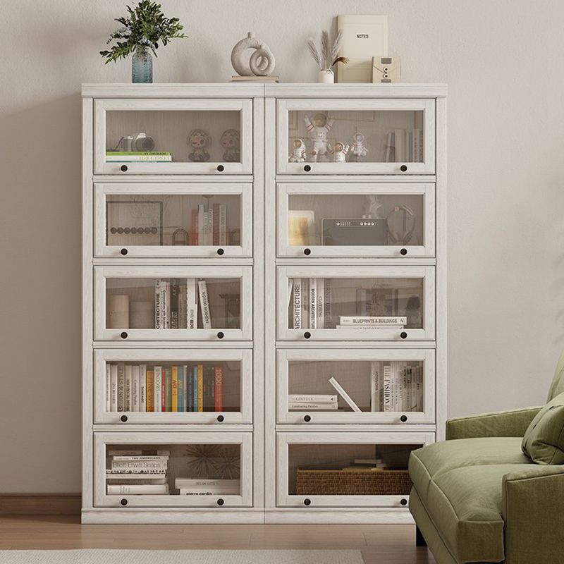 Wooden Standard Bookshelf Contemporary White Bookcase with Doors