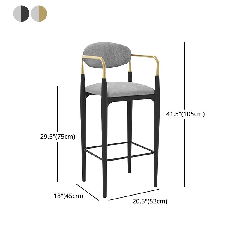 Scandinavian Upholstered Metal Counter Stools Low Back Bar Stools with 4 Legs