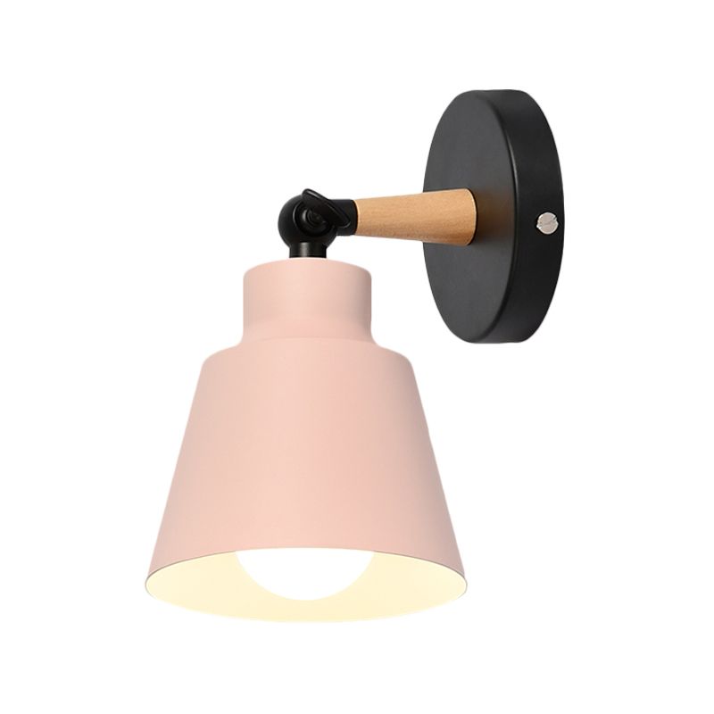 Macaron Colored Bucket Wall Sconce Rotatable One Light Metal Sconce Light for Living Room