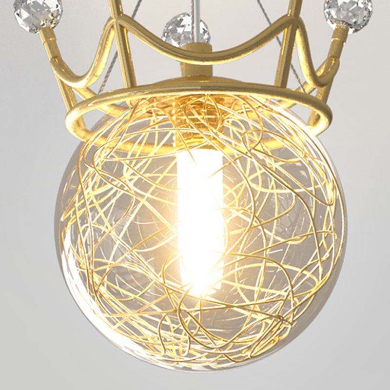 Contemporary Crown Flush Light Fixture Glass 1 Light Flush Mount Lamps in Gold