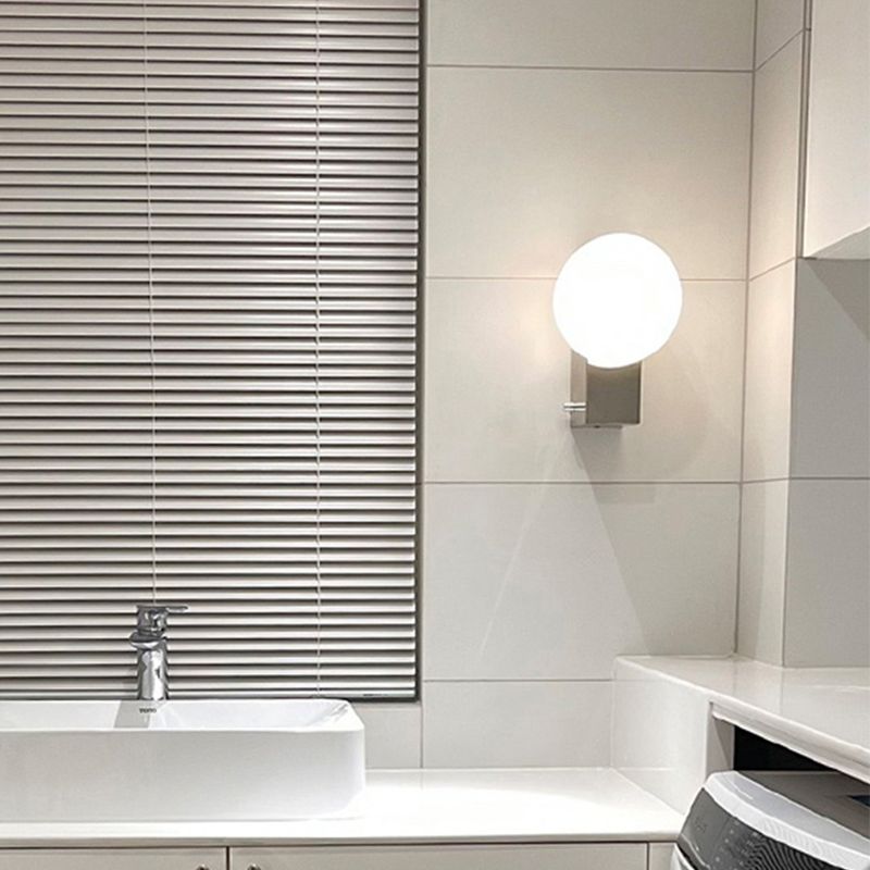 Postmodern Style Minimalist Metal Wall Light Sconce with Glass Shade for Washroom