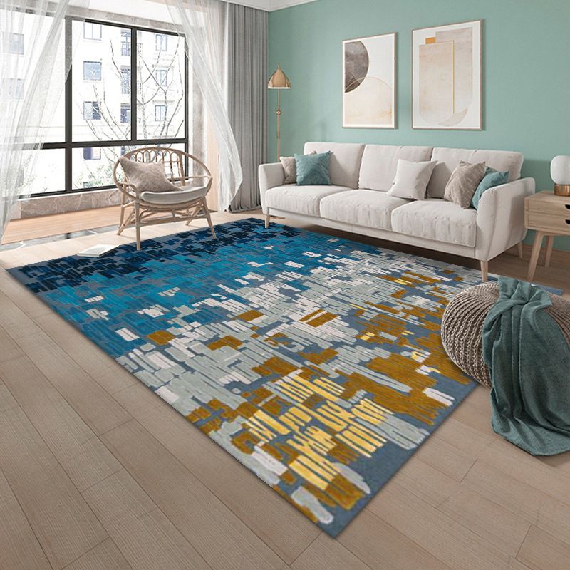 Black Modern Carpet Polyester Graphic Carpet Non-Slip Backing Carpet for Home Decor