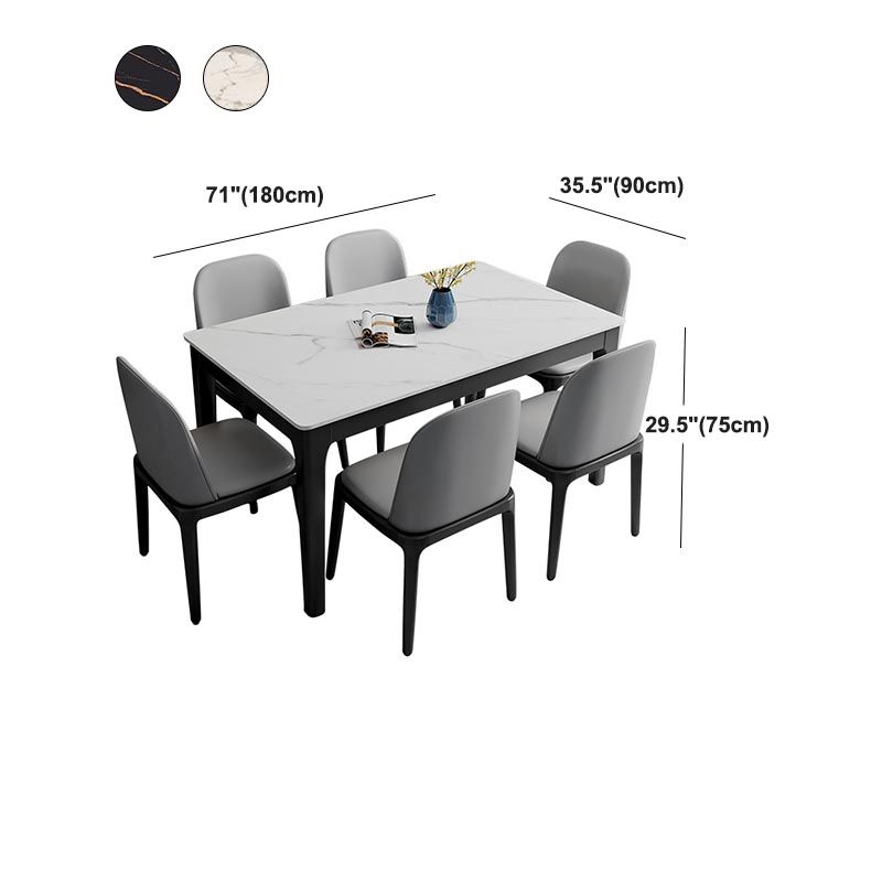 Mesa de comedor rectangular con superficie de piedra, mesa de comedor contemporánea con 4 patas de madera