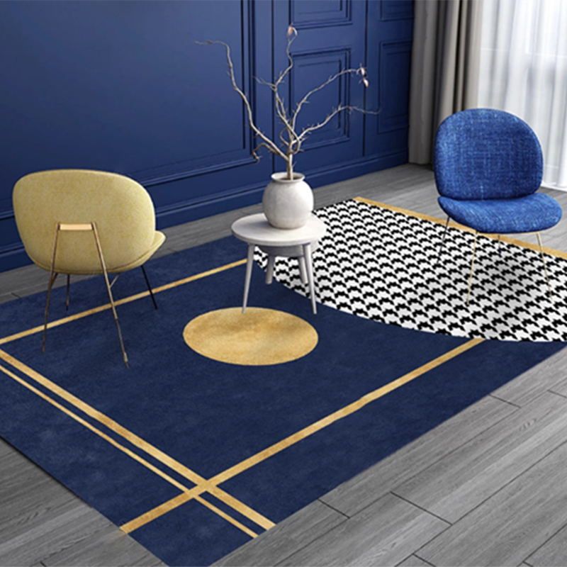 Glam Houndstooth Print Carpet Polyester Area Rug Non-Slip Backing Indoor Carpet for Living Room