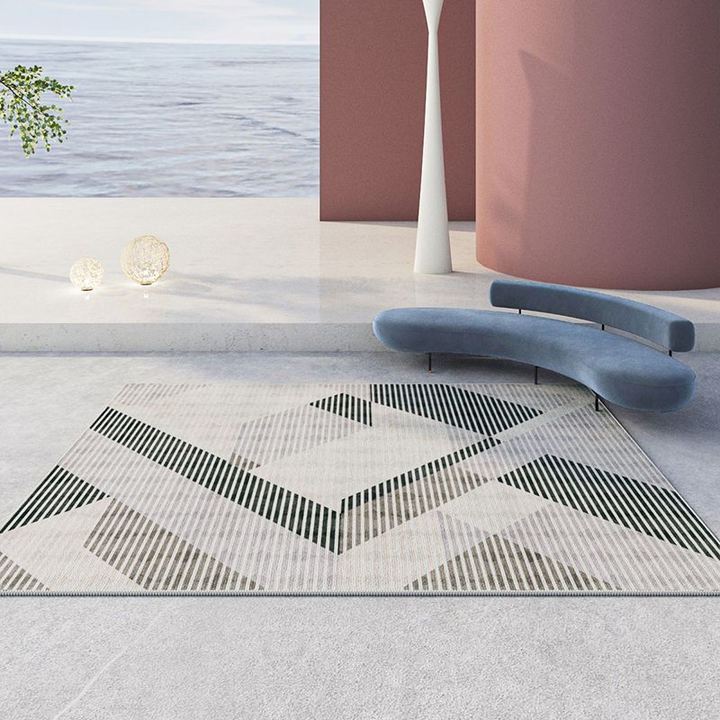 Contemporary Geometry Printed Rug Polyester Indoor Carpet Non-Slip Backing Carpet for Living Room