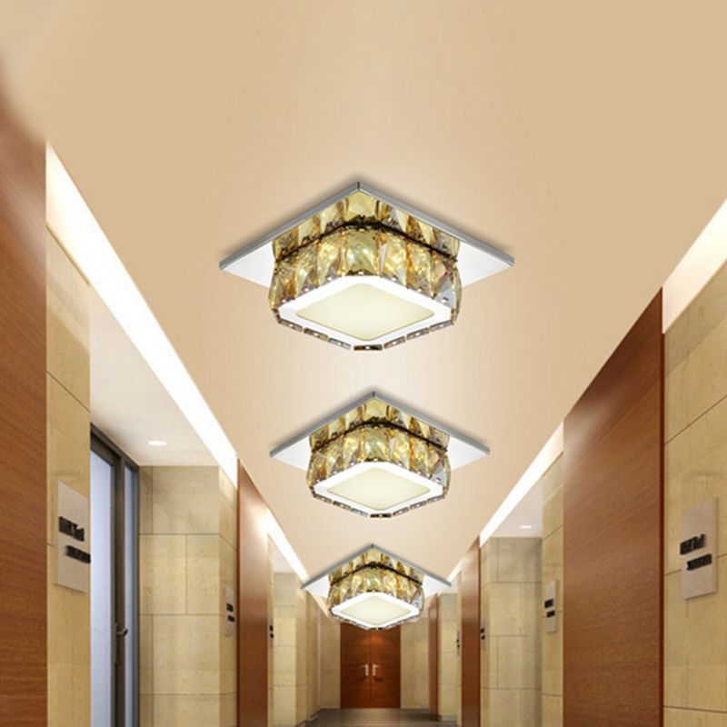 Clair / ambre cristal carré encastré lumière moderne LED couloir encastré luminaire neutre / tons chauds / blanc / 3 couleurs