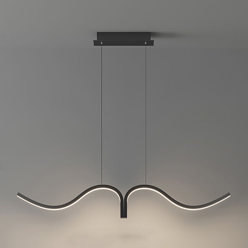 Contemporary Waves Island Light Metal 2 Light  Island Lighting Fixtures for Kitchen