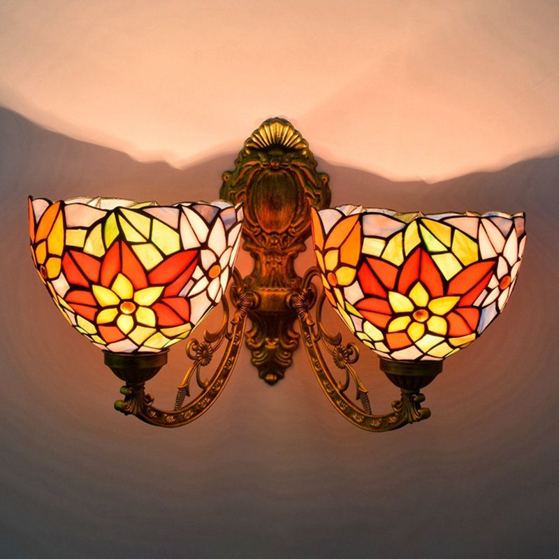 Tiffany Bell Vanity Lighting Glass 2-Light Vanity Lamp for Bathroom