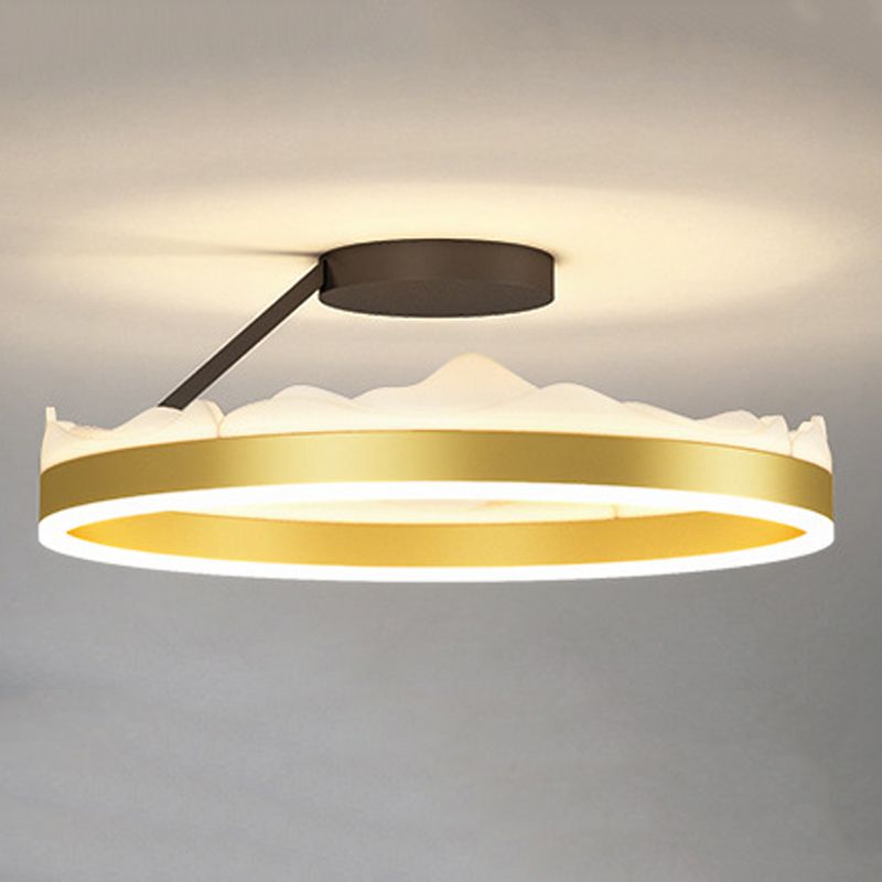 Contemporary Circle Flush Light Fixture Metal 1 Light Flushmount Lighting