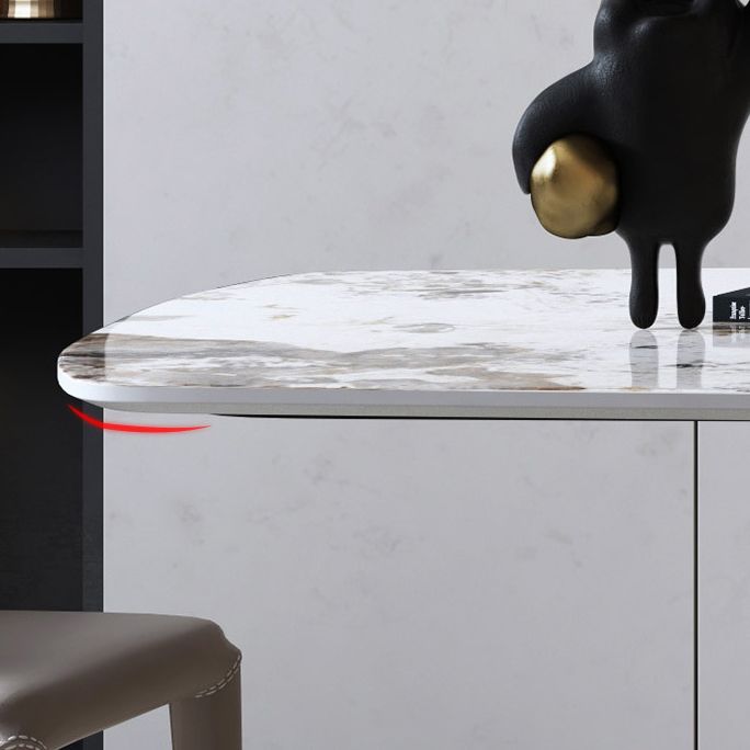 Luxus gesinterte Steintisch Rechteck weißer Tisch mit Sockel