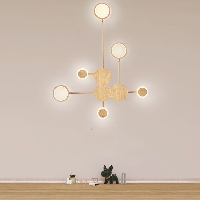 Wooden Wall Mount Light Modern LED Wall Light with Acrylic Shade for Bedroom